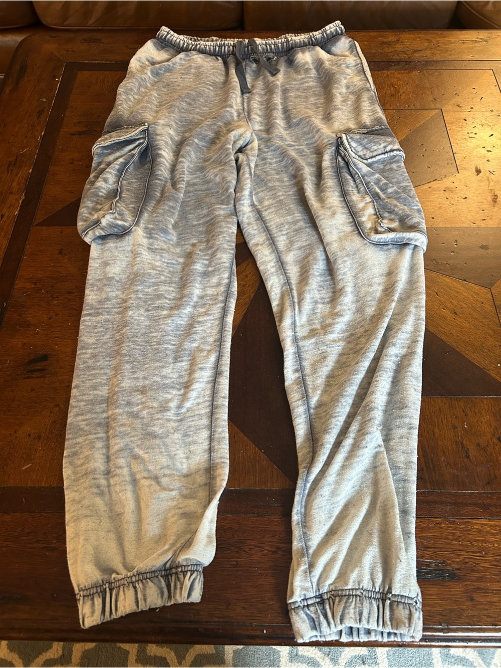 Light Blue Distressed Cargo Pocket Jogger Sweatpants